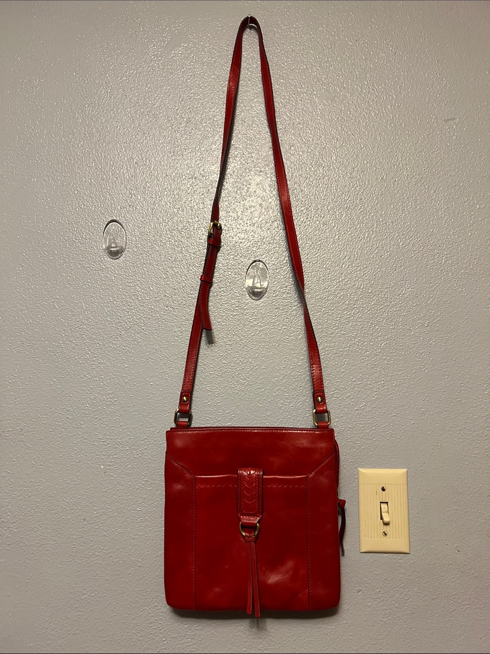 Lodis Red Leather Crossbody with Tassel Detail